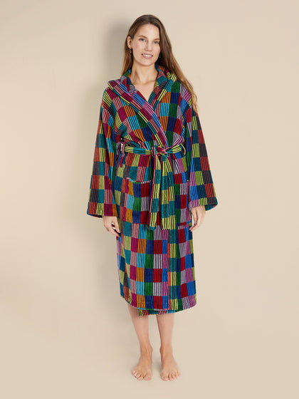 Women's Hooded Dressing Gown - Patchwork