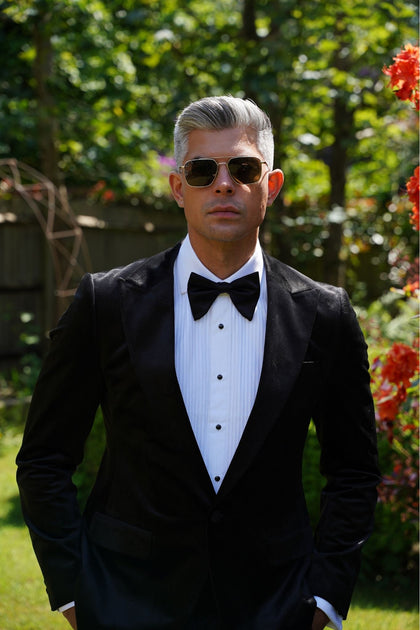 Made to measure Men's Single breasted Italian Velvet Blazer - Black