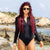 Black Classic Long Sleeve Front Zip Swimsuit At The Beach
