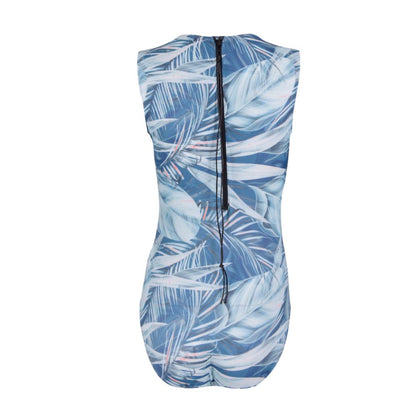 Silver Botanical Classic Sleeveless Swimsuit Main Image Back View