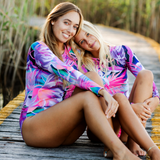 Pink Paradise Classic Long Sleeve Back Zip One-Piece Swimsuit
