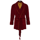 Howard Luxury Cotton Short Velvet Smoking Jacket in Burgundy