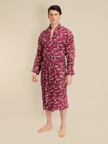 Lightweight Men's Dressing Gown - Gekko Claret