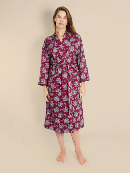 Lightweight Dressing Gown - Gatsby Paisley Wine