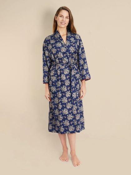 Lightweight Dressing Gown - Gatsby Paisley Blue