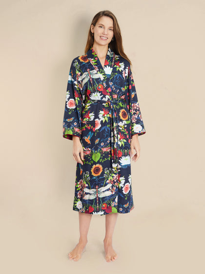 Lightweight Women's Bathrobe - Garden Treasure