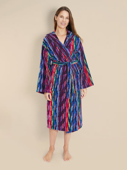 Women's Hooded Dressing Gown  - Multicolor