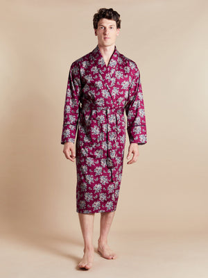 Lightweight Men's Dressing Gown - Gatsby Paisley Wine