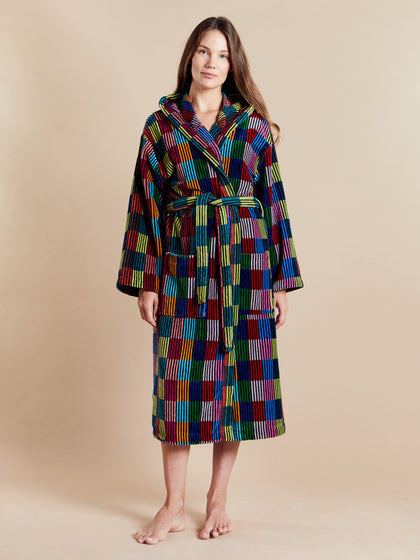 Women's Hooded Dressing Gown - Patchwork