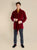 Howard Luxury Cotton Short Velvet Smoking Jacket in Burgundy