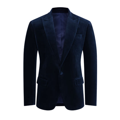 Made to measure Men's Single breasted Italian Velvet Blazer - Navy