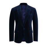 Made to measure Men's Single breasted Italian Velvet Blazer - Navy