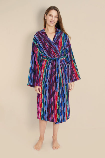 Women's Hooded Dressing Gown  - Multicolor