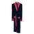Mayfair Long Velvet Navy Dressing Gown with Quilted Satin Collar & Fold Back Cuffs Front