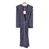 Women's Hooded Nua Cotton Dressing Gown - Dark Grey