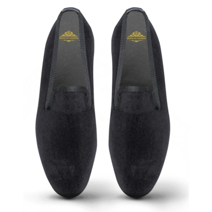 Velvet Slippers Plain Black | Bown of London
