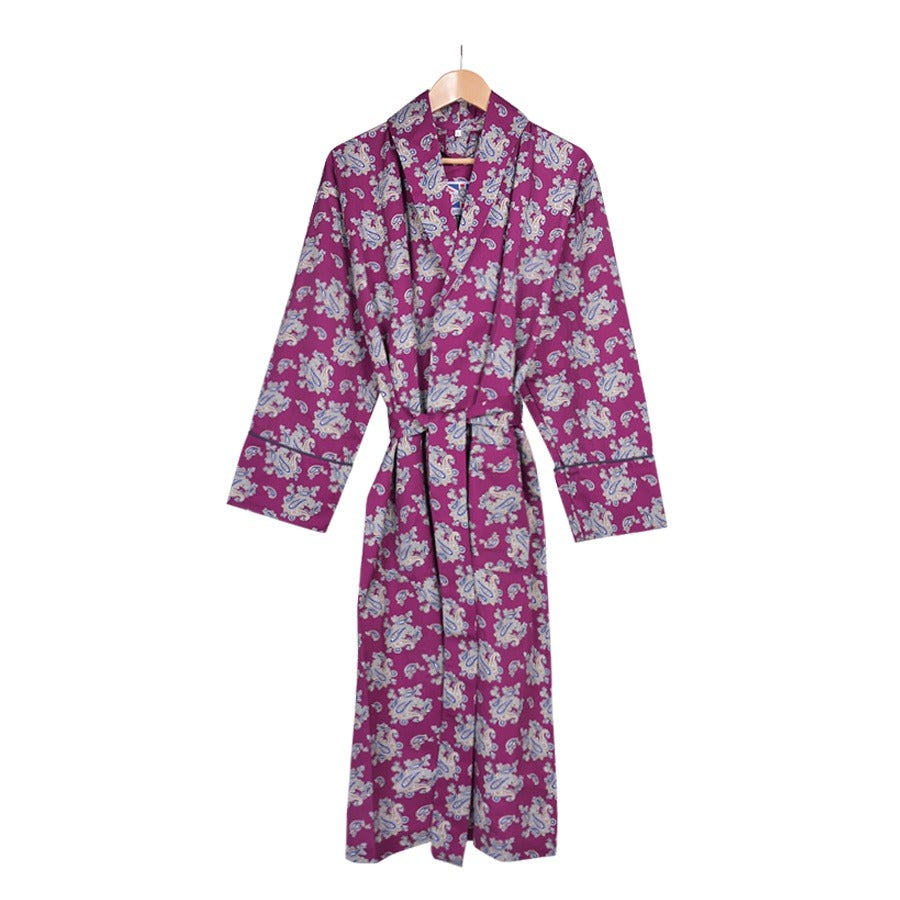 Lightweight Men's Dressing Gown Gatsby Paisley Wine Bown of London