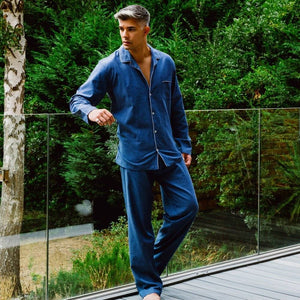 Men's Pyjamas Brushed Cotton Blue - Azur