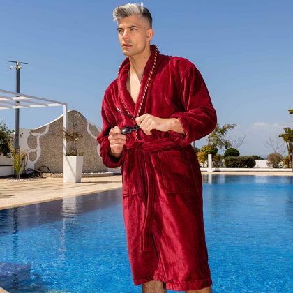 Men's Dressing Gown - Earl Claret Poolside Lounging